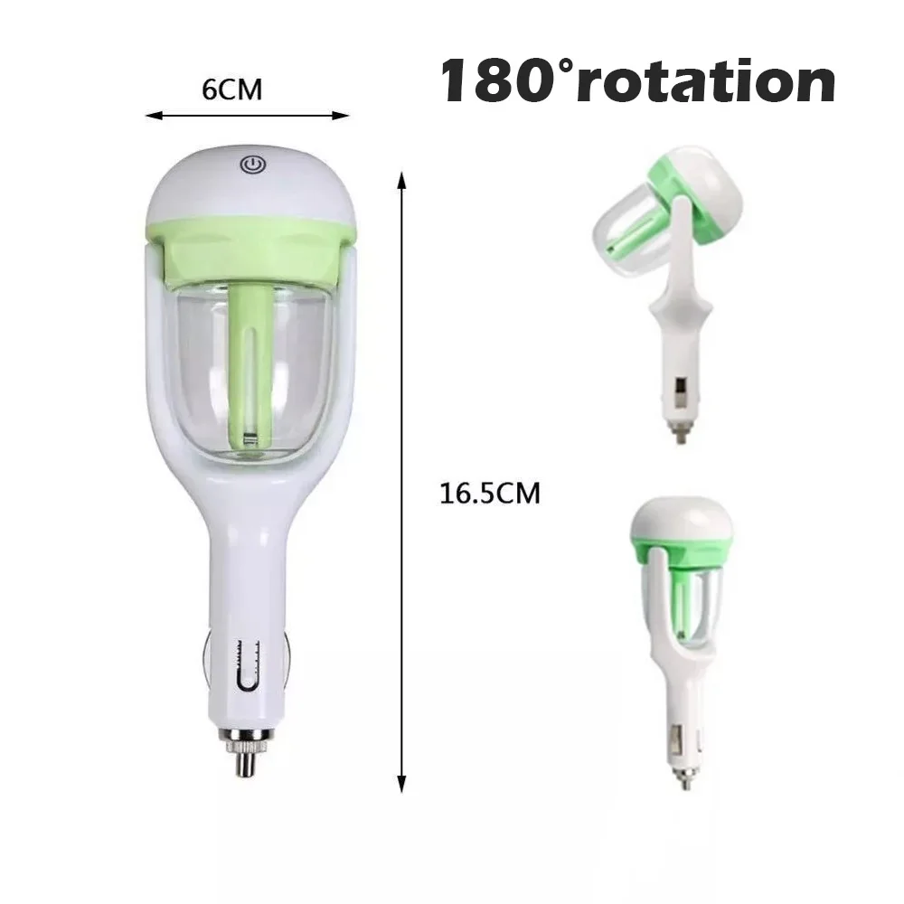 Mini Car Humidifier Aroma Diffuser Essential Oil Purifier Portable 12V USB with Adjustable Mist Output