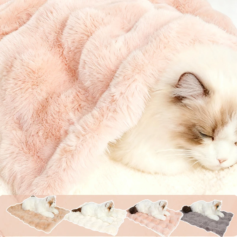 

Little Rabbit Plush Pet Cat and Dog Sleeping Mat Is Washable Easy To Clean Thick Sleeping Blanket Thick and Warm Pet Mat 고양이 깔개