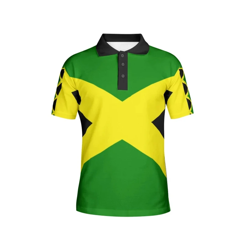 

Jamaican Flag Polo Shirt Men Clothing Patriotic Fashion Streetwear Lapel Tee Summer Casual Fashion Sports 3D Print Polo Shirts