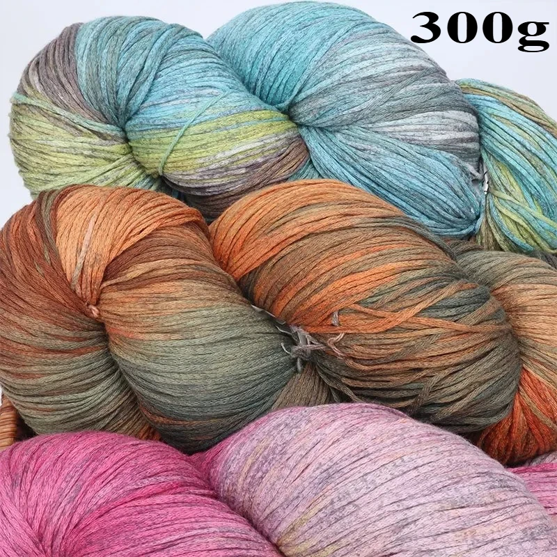 

300g Dyed Wool Yarn, Spray Dyed Medium Coarse Knitting Yarn, DIY Woven Hat, Jacket, Short Sleeved Scarf Thread,100% Cotton Yarn