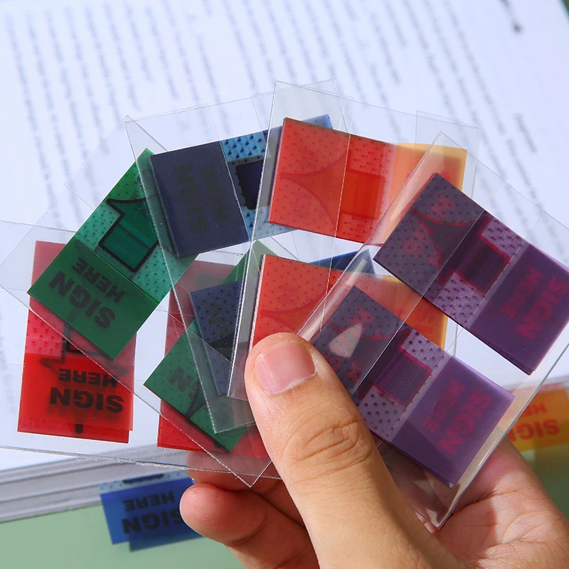 50Sheets Box-packed Extract Transparent Index Tabs PET Sticky Note Page Marker Planner Classification Stickers Office Supplies