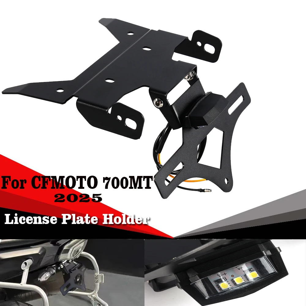 

For CFMOTO 700MT 2025 Foldable License Plate Holder For CF-Moto 700 MT MT700 Motorcycle Tail Tidy Fender Eliminator LED Light