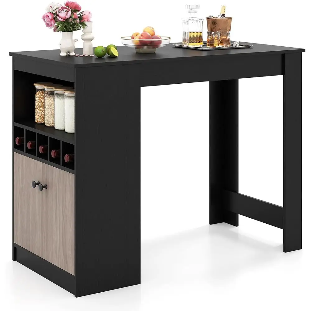 

Многофункциональный барный стол 48 с местом для хранения и винной полкой, идеально подходит для дома, кухни, кофеен и пабов