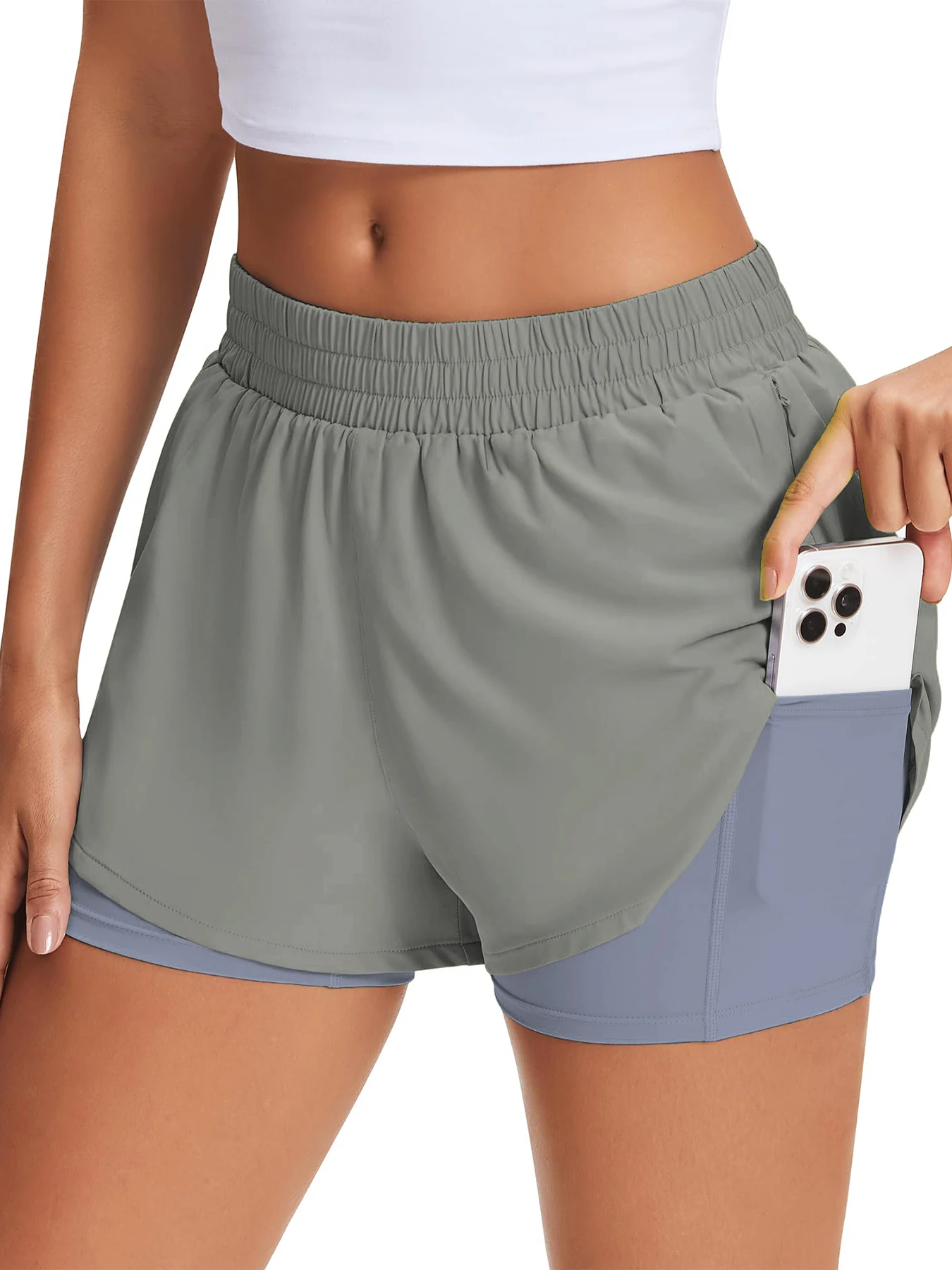 Damen-Freizeit-Sportshorts für Frühling und Sommer, Anti-Exposition Yoga-Shorts, atmungsaktiv, locker geschnitten, für Outdoor-Läufe, Damen-Fitnesshosen – Detail 11