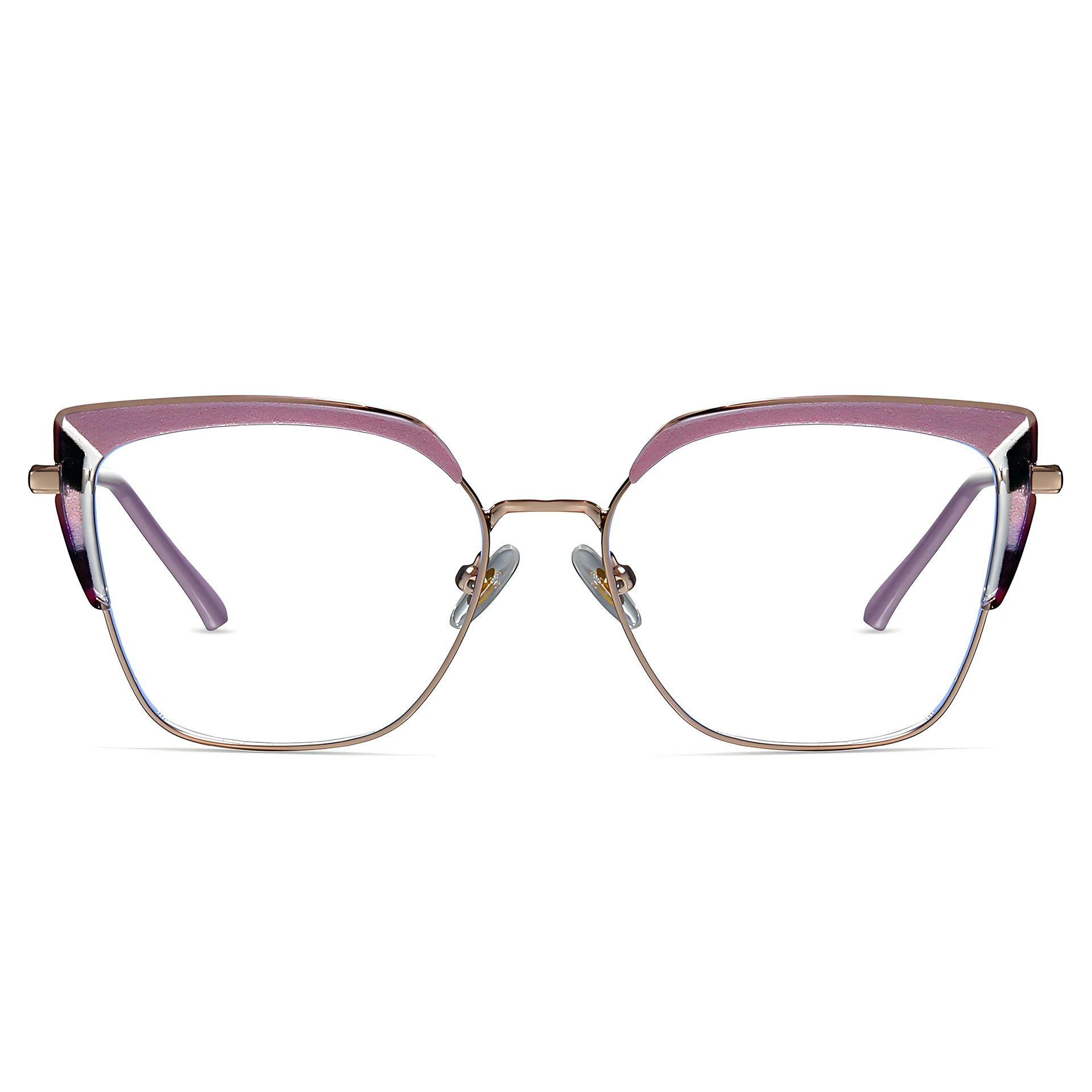 

High Elasticity Non Face Pinching Ultra Clear Glasses For Vision Optical Lenses With Recipe Gold Black Splicing Eyeglasses