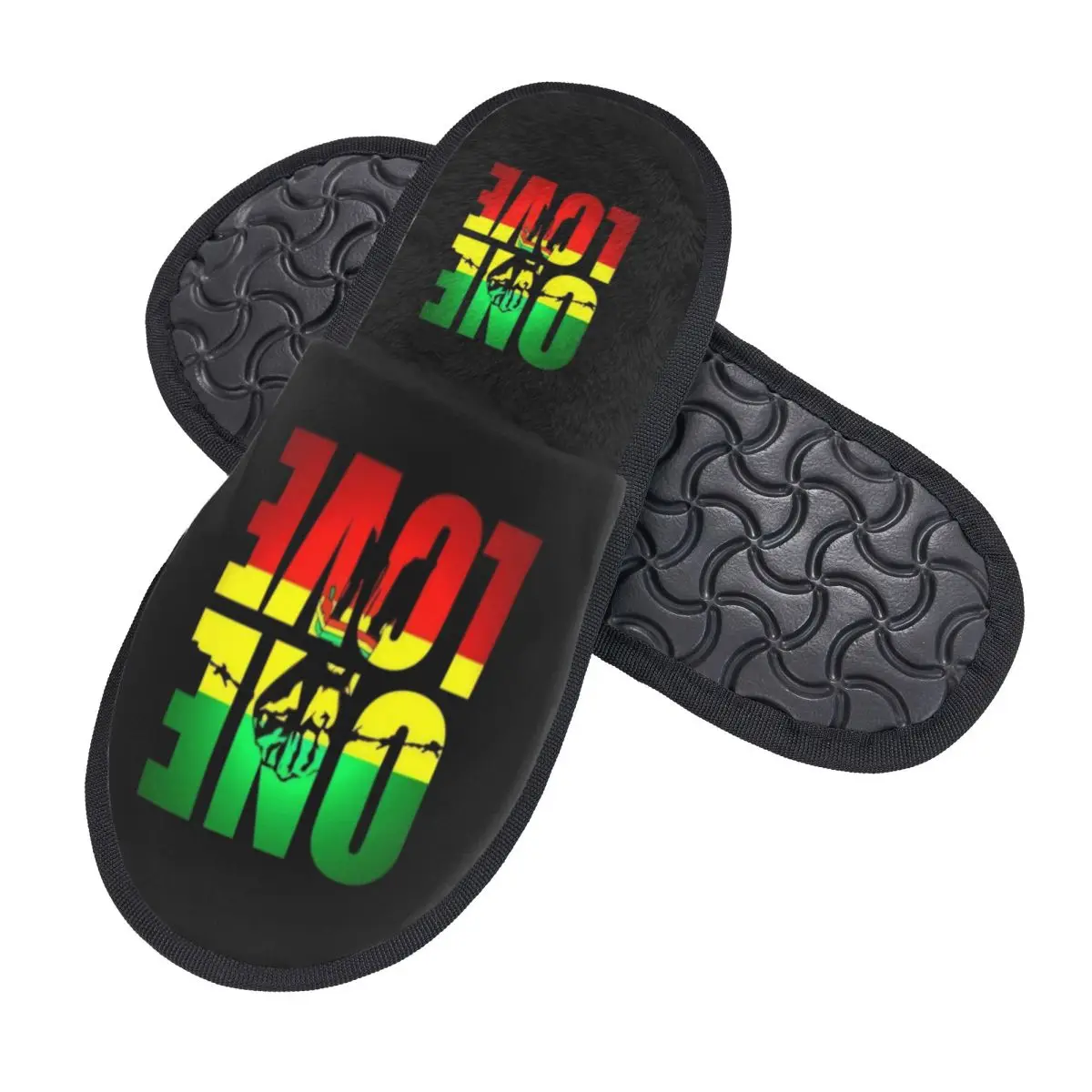 Custom One Love Jamaica Reggae Soft Scuff Memory Foam Slippers Women Spa House Shoes