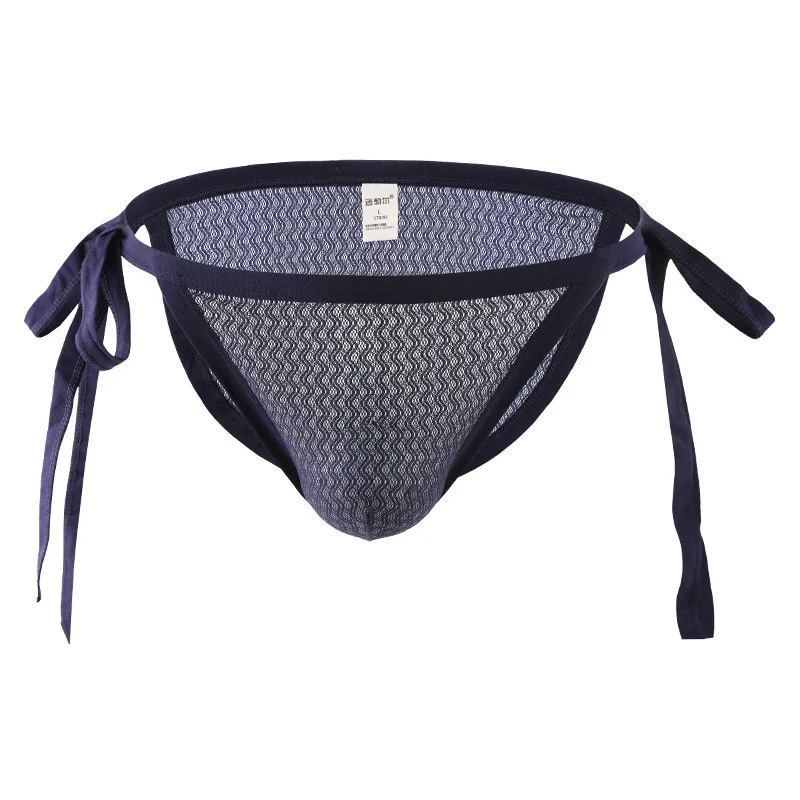 Mens Tie Front Briefs Drawstring Waist Transparent Sexy Underwear Sheer Fetish BDSM LGBTQ Underpants Breathable Comfortable