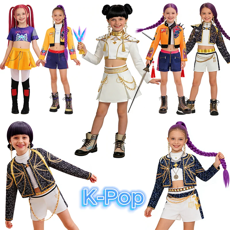 

Детская одежда «Охотник на демонов», музыкальный фестиваль, сценическое представление, карнавальная вечеринка, комплекты детской одежды, модная одежда K-Pop для девочек