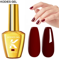 KODIES GEL Wine Red Gel Nail Polish 15ML Burgundy Red Soak Off Gel Varnish Semi Permanent UV Lamp Nail Lacquer Manicure Salon
