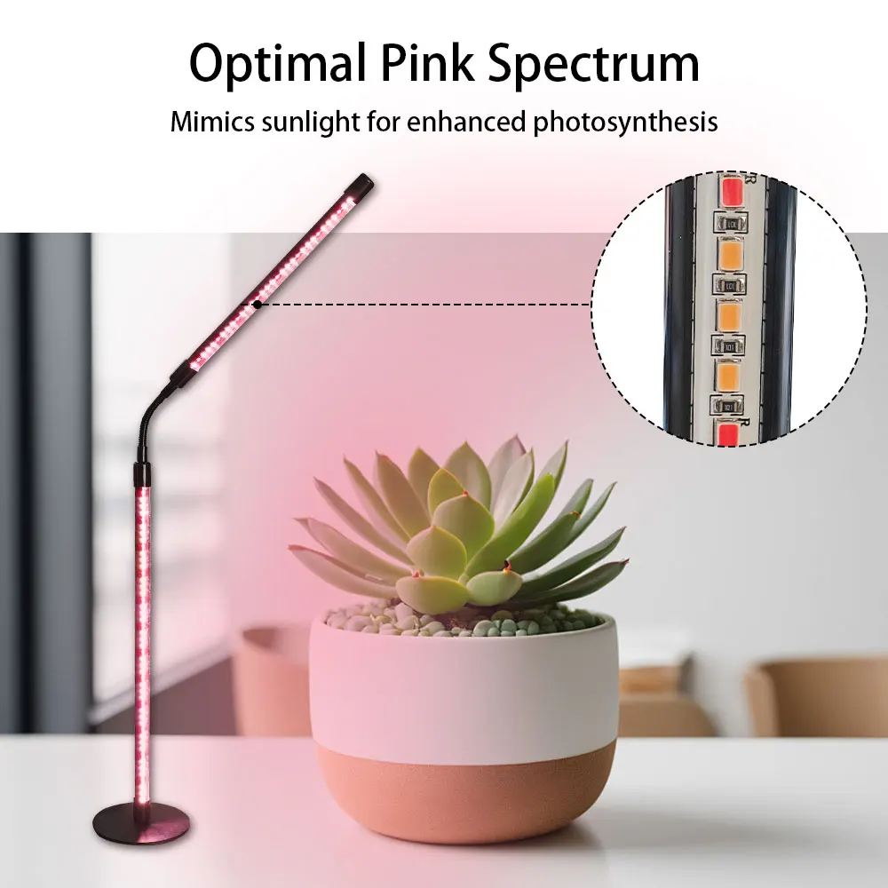 Grow Lights for Indoor Plants, Four Head LED Grow Light with Full Spectrum, Pink Red light Spectrum for Indoor Plant Growing