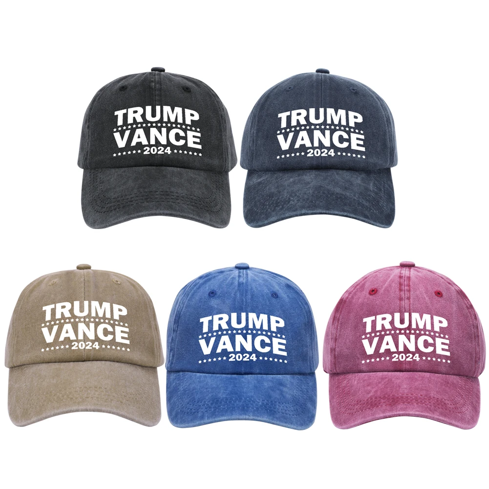 Trump Vance 2024 Hat Cotton Distressed Cap Breathable Vintage Peaked Cap Adjustable Embroidered Dad Hat for Men Women