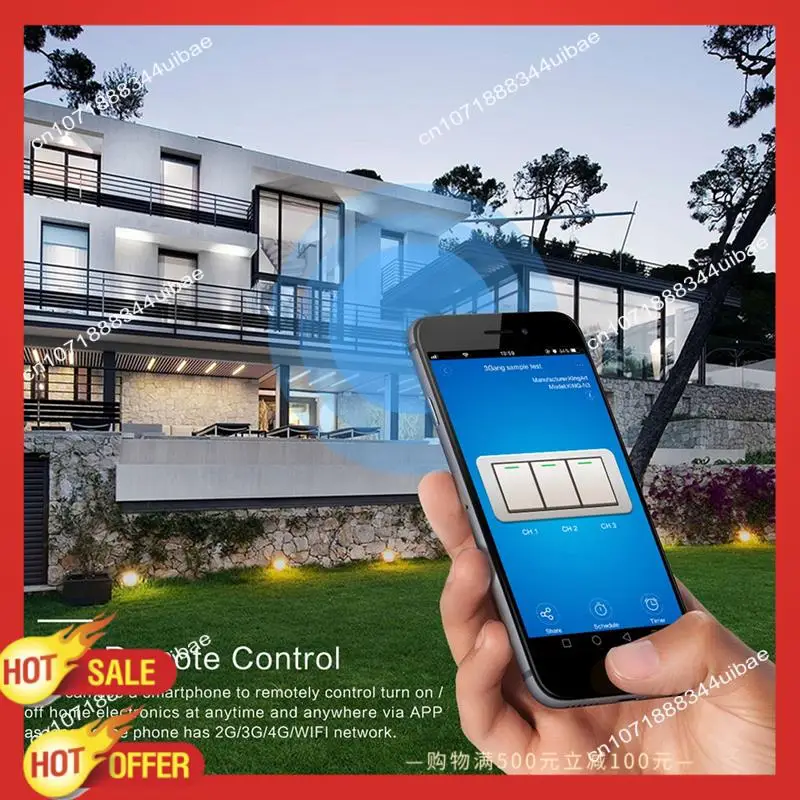 B47C Wifi สมาร์ทสวิตช์ไฟผนัง 10A แผงสัมผัสกระจกไร้สาย Interuptor รีโมทคอนโทรลไร้สาย