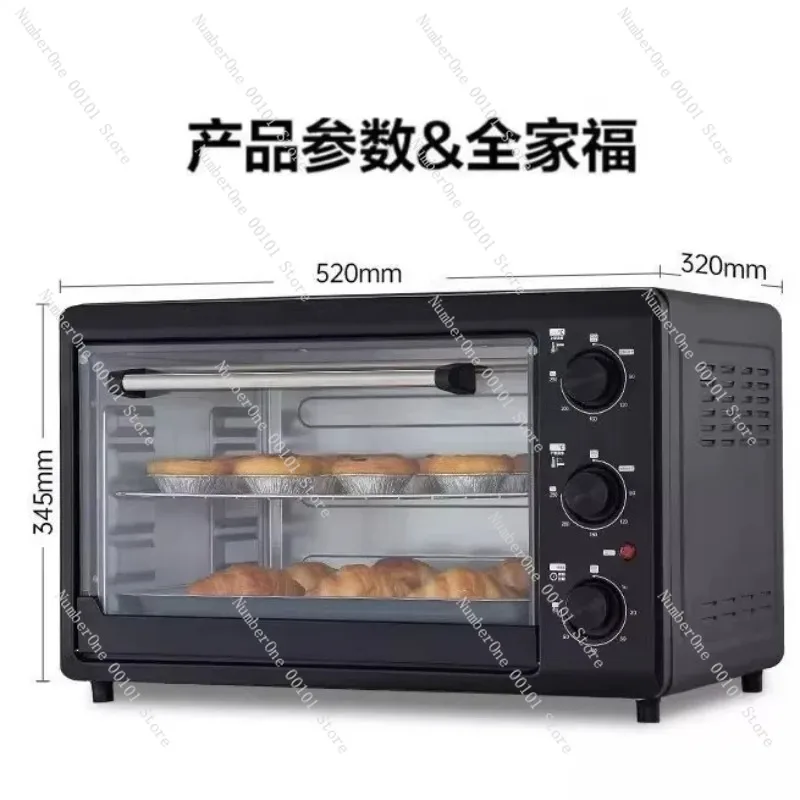 Large Capacity 48L Electric Oven for Home Baking Multi Function Automatic Countertop Toaster Oven Household Kitchen Appliance