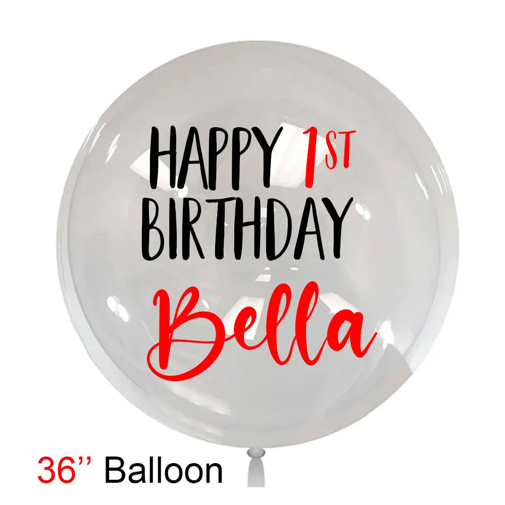 18/24/36Inch Custom Birthday Balloons Metal Gold Personalized Vinyl Stickers Clear Balloons for Birthday Baby Shower Wedding Dec