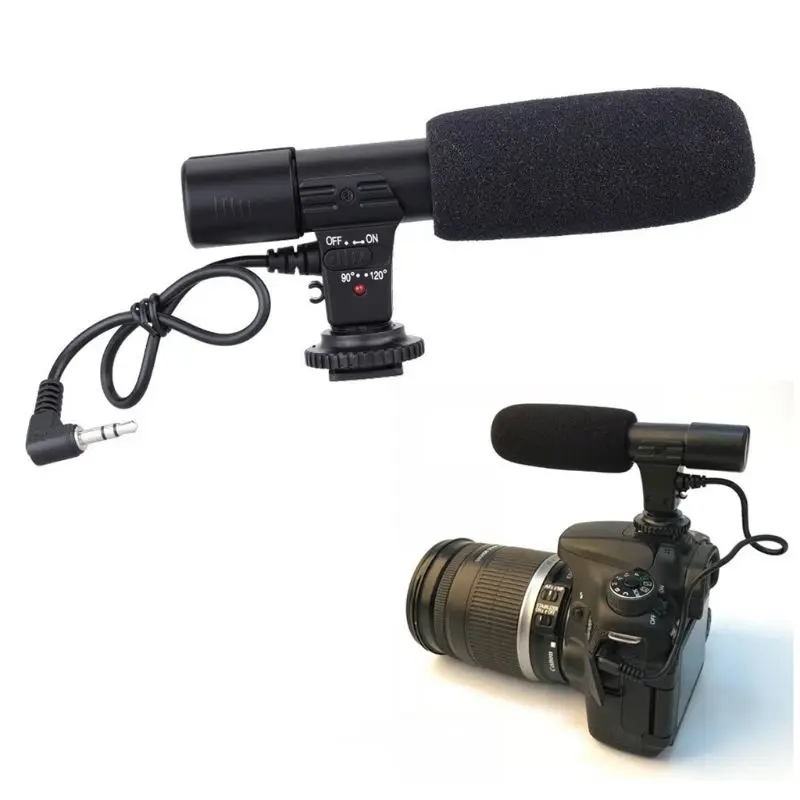 Mic-01 3.5mm DV Stereo Microphone For Canon Nikon DSLR Camcorder Utility Camera Professional Interview News Recording Microphone