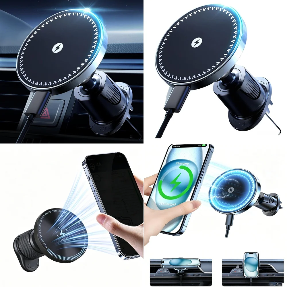 Hot Trend Electronic Accessories 2026 Wireless Car Charger Air Vent Car Phone Holder Consumer Electronics Chargers Adapters