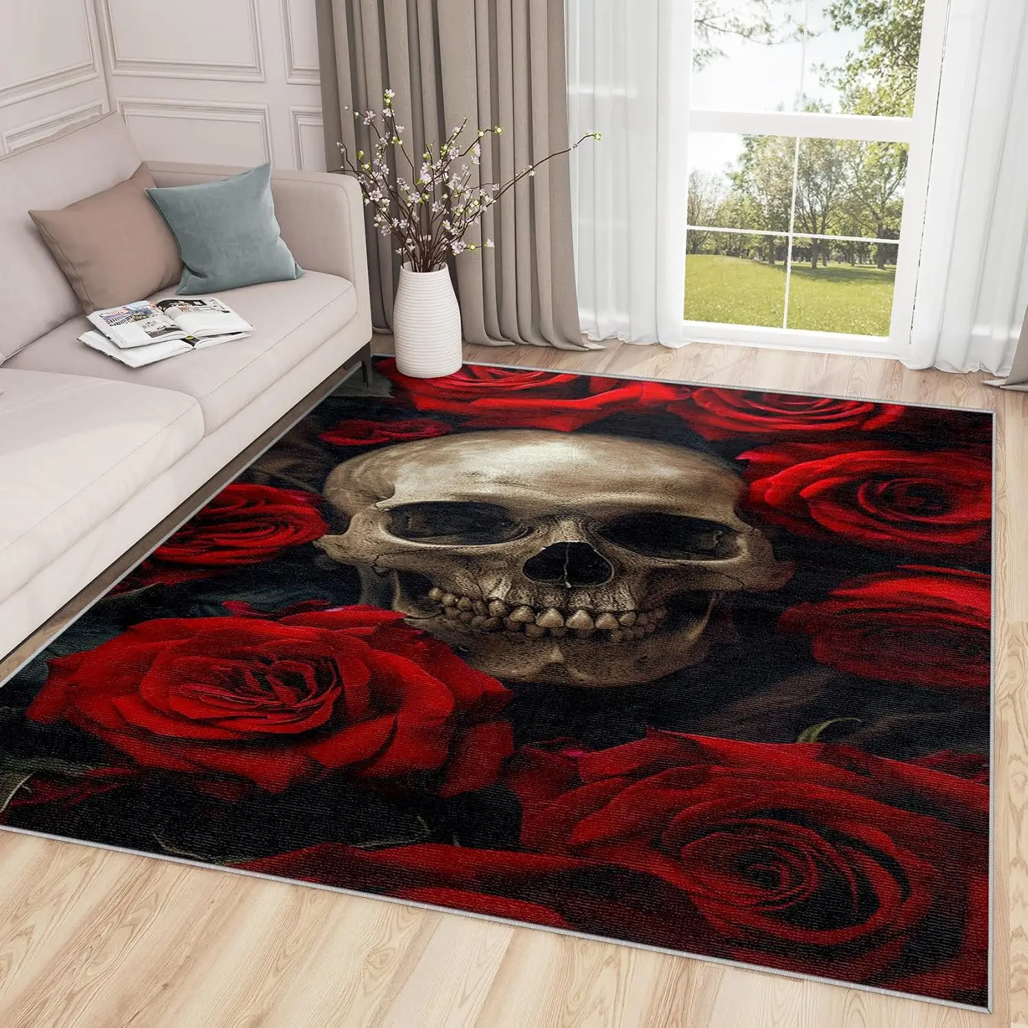 Skull Decor for Home Skull Rug Gothic Ace of Spades Area Rug Goth Skeleton Black Rugs - Rustic Horror Scary Carpet Home Decor