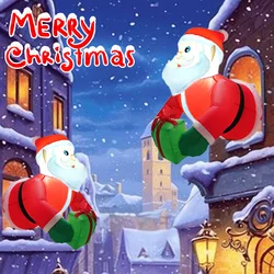 Christmas Inflatable Climbing Window Santa Claus Carrying Gift Bag Built-in LED Lights Xmas Window Holiday Decoration Props