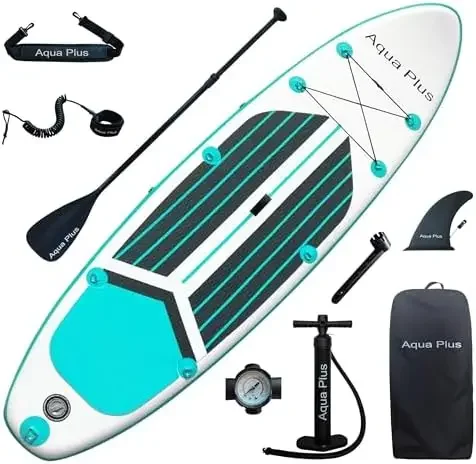6inches Thick Iatable SUP for All Skill Levels Stand Up Paddle Board,Paddle,Pump,ISUP Travel Backpack, Leash,Shoulder