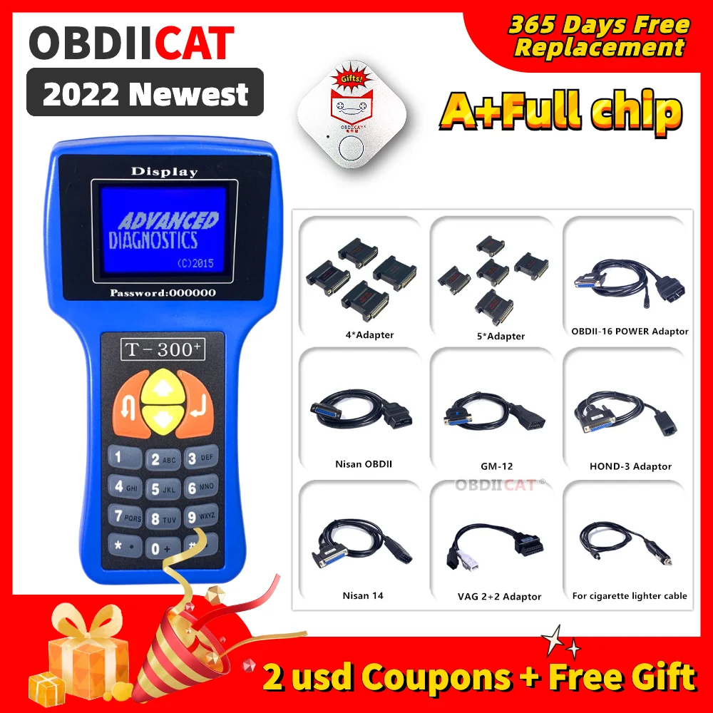 

OBDIICAT T300 T Code V23.9 T300 Key Programmer For Universal Cars Immobilizer Key Decorder T300 Key Maker English/Spanish Option