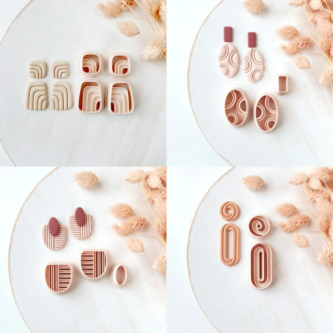 Polymer clay shape cutter mirrored set , abstract modern earring moulds, sharp 3D printed mould | clay jewellery supplies