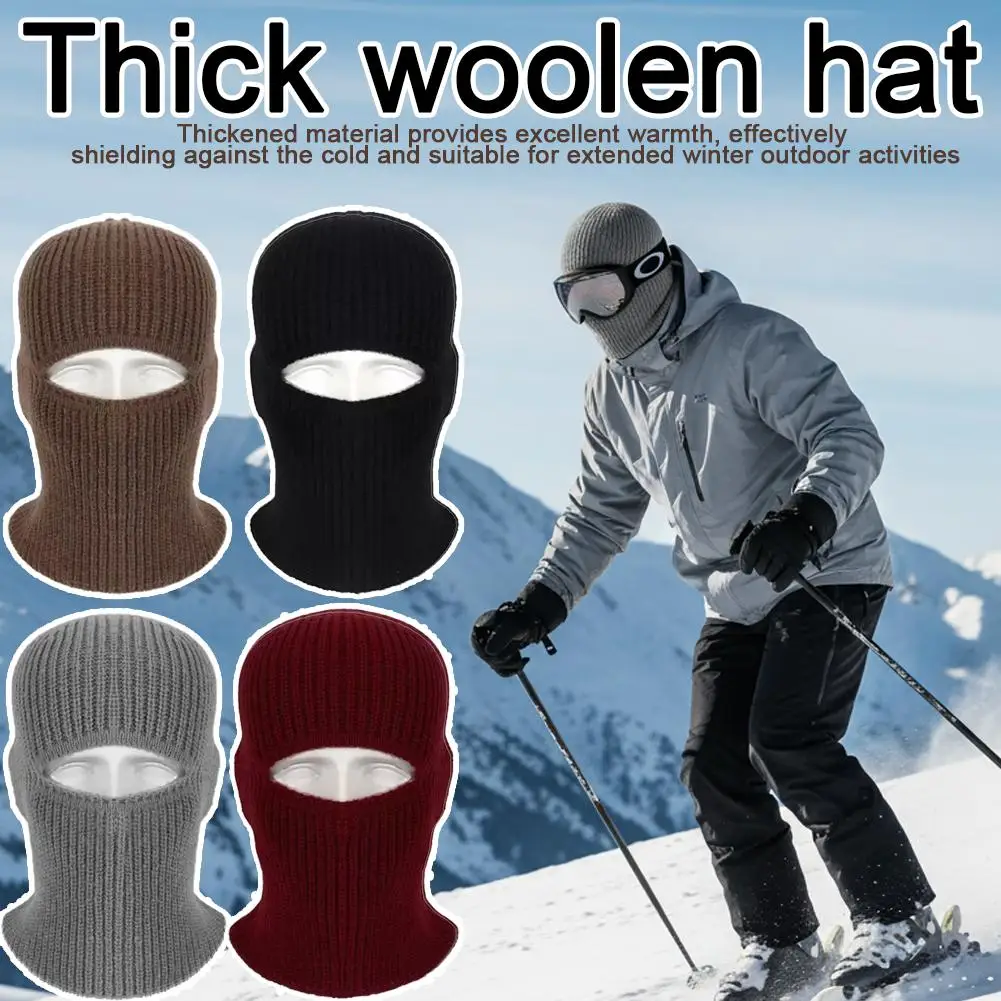 Maska 2w1 Czapka typu beanie Dzianinowa Gruba Zimowa Kominiarka Narciarska Pełna Maska na Twarz Termiczna Wiatroodporna Odporna na Zimno Czapka z Nausznikami do Biegania