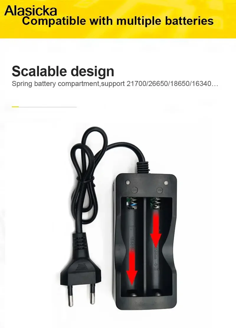 2 slots EU Smart charging Li-ion Rechargeable Battery charger 18650 battery charger