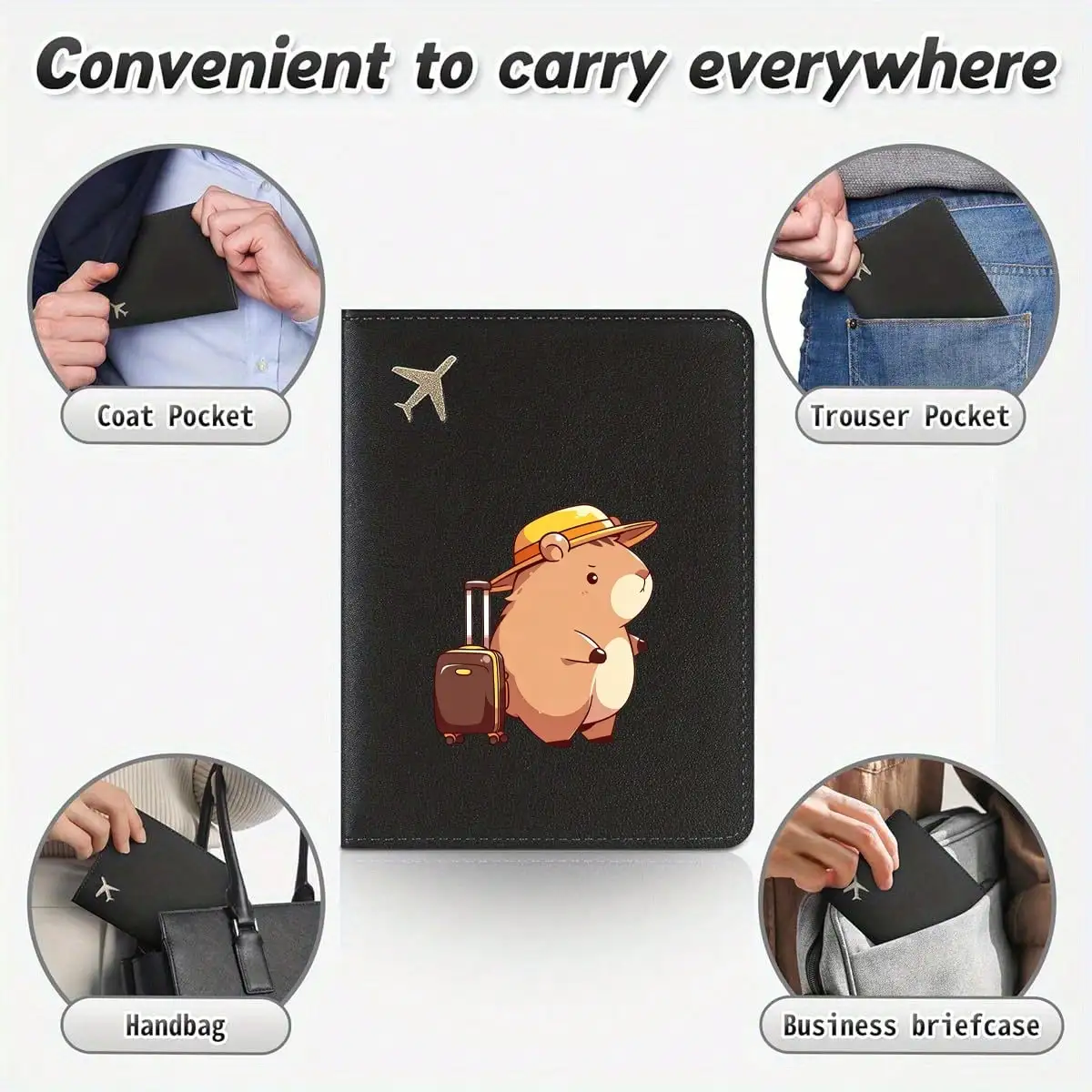 Reisepasshülle mit Capybara-Muster, 2-teiliges Set, Reisepass- und Ticket-Etui, Leichter Reisekartenhalter – Detail 7
