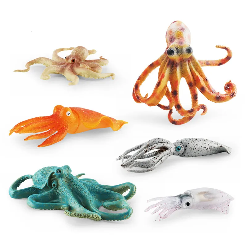 Simulation Marine Life Squid Cuttlefish Octopus Model Action Figures Aquarium Ocean Animals Miniacture Children Educational Toys