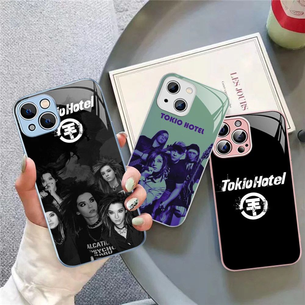 

T-Tokio Hotel band Phone Case For iPhone 15 13 12 Mini 11 Pro XS Max X XR 14 Plus Tempered Glass Cover