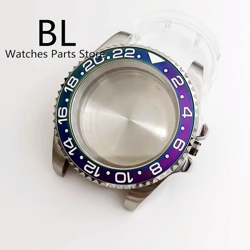 BLGER 40mm Watch Case Purple Bezel Stainless Steel Sapphire Glass Fit NH34 NH35 NH36 Miyota 8215 Mingzhu DG2813 3804 Movement