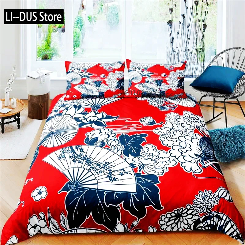 

Luxury 3D Japanese Flowers Print Home Living Comfortable Duvet Cover Set Boys Bedding Set Queen And King EU/US/AU/UK Size