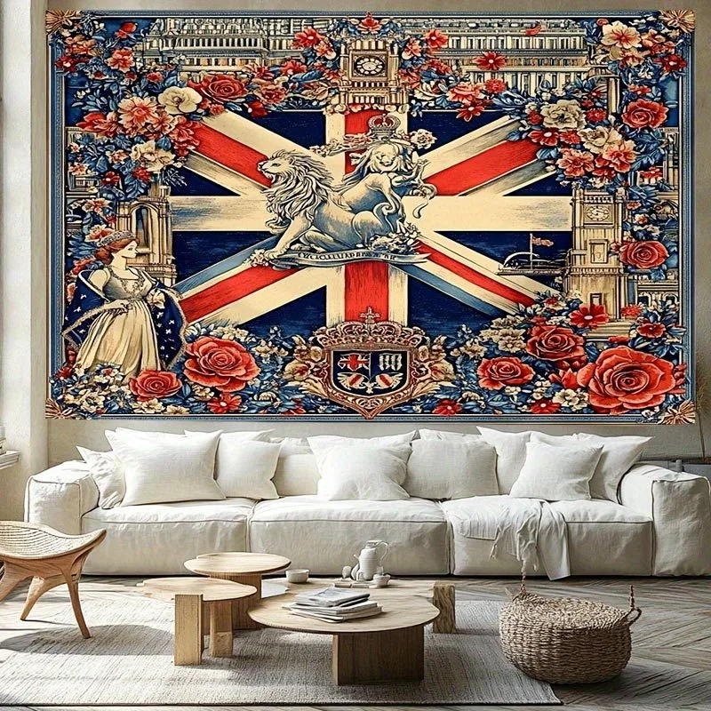 

UK Flag Tapestry Multiple Sizes 2D Print Vintage Union Jack Theme 90g Brushed Polyester Bedroom Dorm TV Backdrop Tablecloth