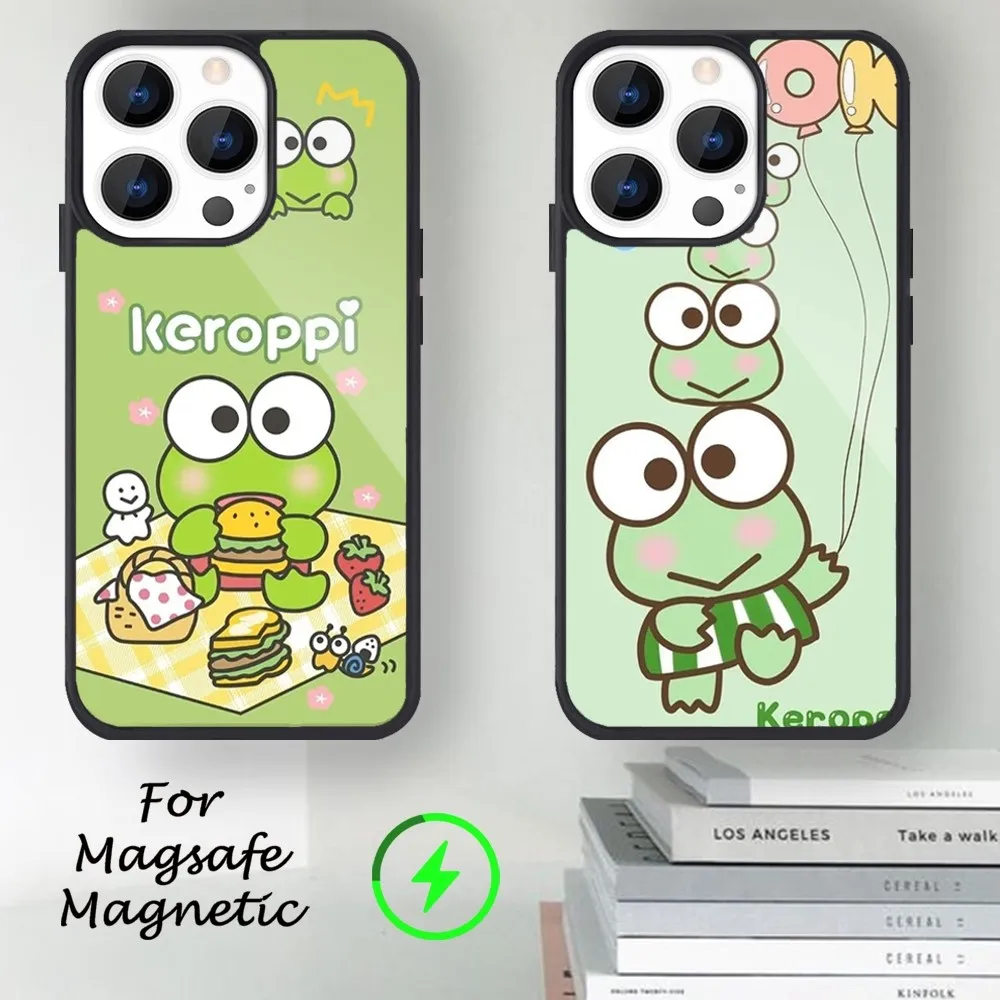 MINISO Sanrio K-Keroppi Phone Case For iPhone 14 13 12 11 15 Pro Max Magsafe Magnetic