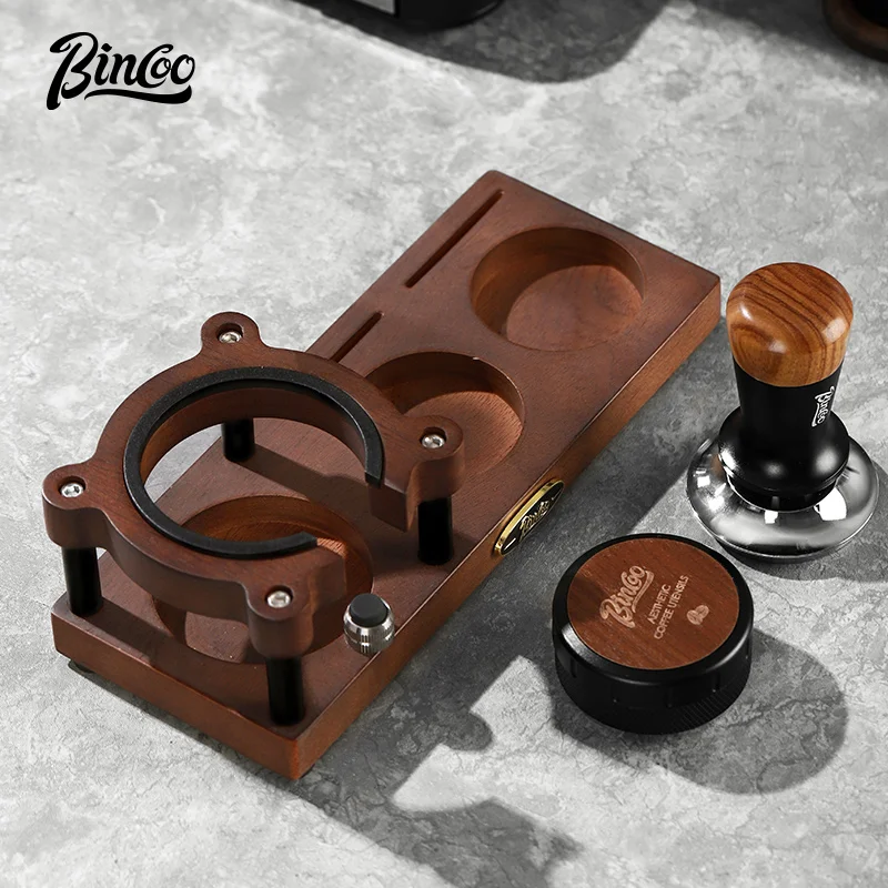 Bincoo Coffee Tamper Mat Station Stand Portafilter Holder Wood Base Rack For 51MM 53MM 58MM Coffee Accessories For Home Office