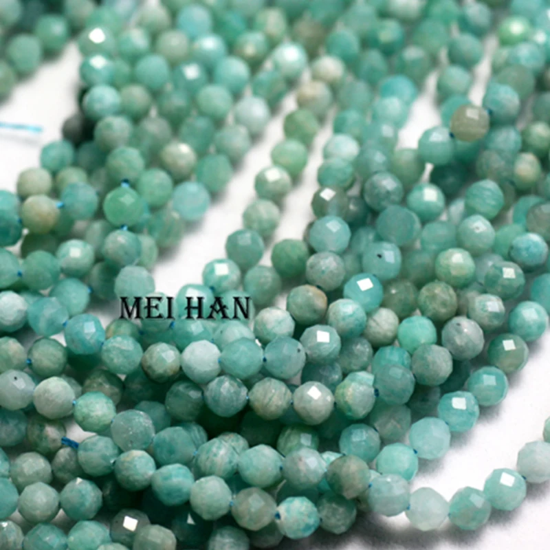 Meihan Wholesale Natural Mozambique Amazonite 4 mm Faceted Loose Beads Gemstone For Jewelry Making Bracelet Design DIY