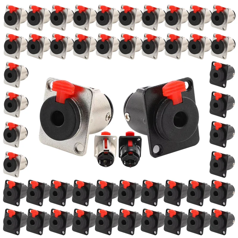 5/20PCS Black&Silver 6.35mm Professional Speaker Audio Jack Connector 1/4 inch Female Socket Panel Mounted Colors Plugs