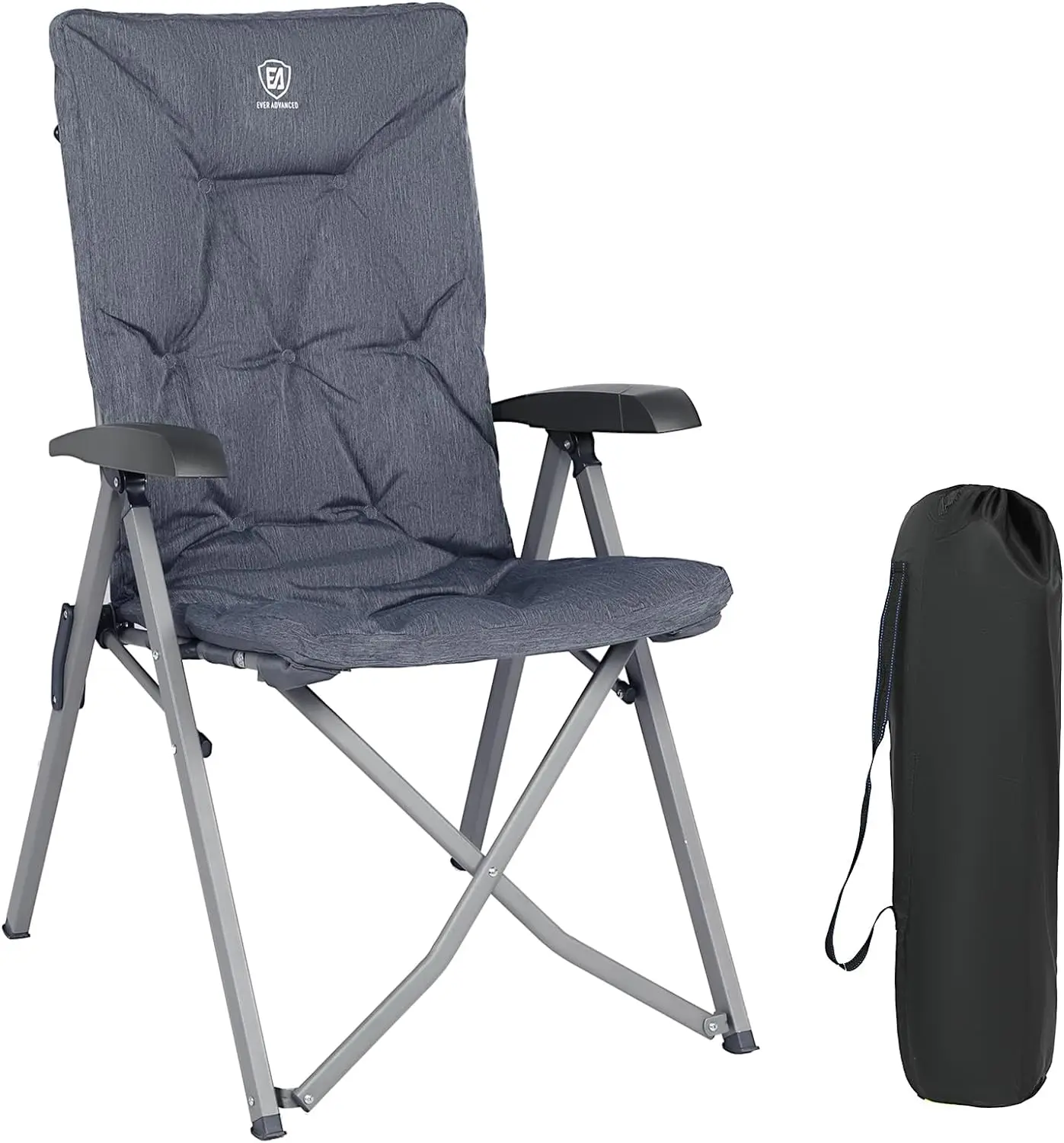 Folding Camping Recliner Chair Fully Padded with Adjustable High Back Support Portable for Adults Patio Reclining