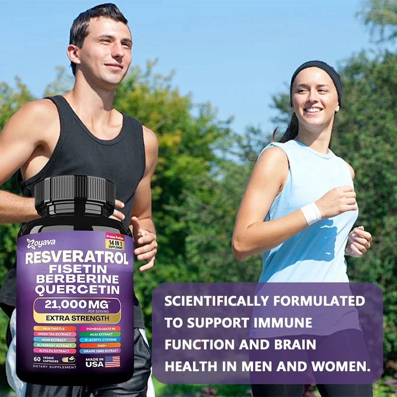 Resveratrol Supplement - Rich in NAD+ Milk Thistle, Berberine, Supports Immune System, Brain Function & Memory, Digestive Health