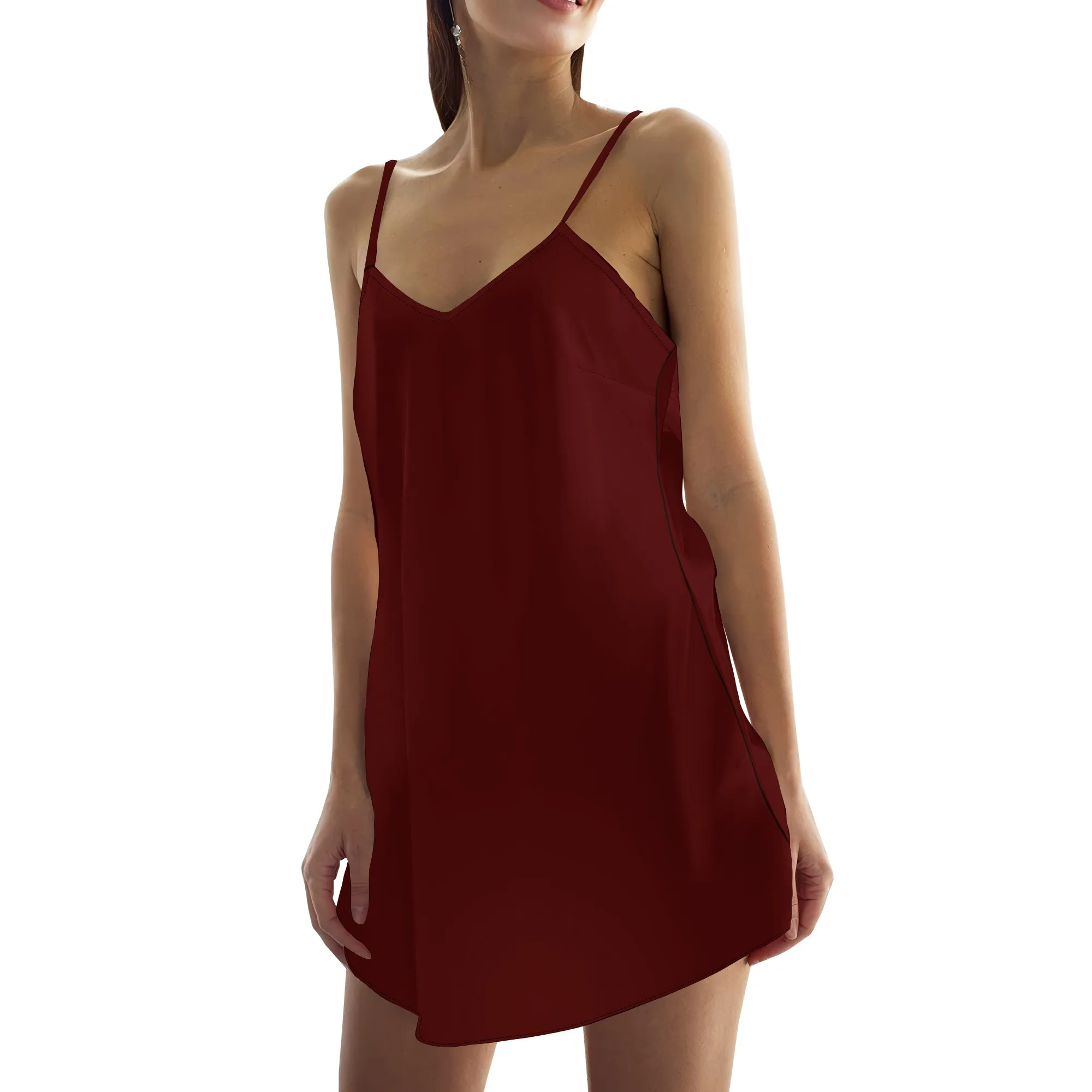 

Women's Satin Nightgown Silk Slip Dress Sleepwear Sexy V Neck Negligee Lingerie Short Nightwear