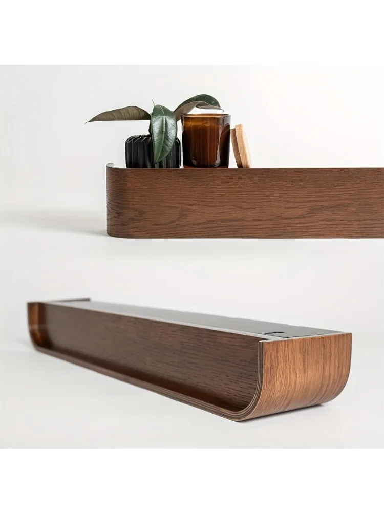 Moderne wandkapstok met verborgen haken en plank. Ruimtebesparend, massief hout en ijzer. Voor inkomhal, hal. Eenvoudige montage. - afbeelding 2