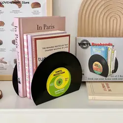 Vinyl CD Bookends Creative Record Bookstand Desktop Decoration Rubbie Vintage Partition Bookcase Office Accessories