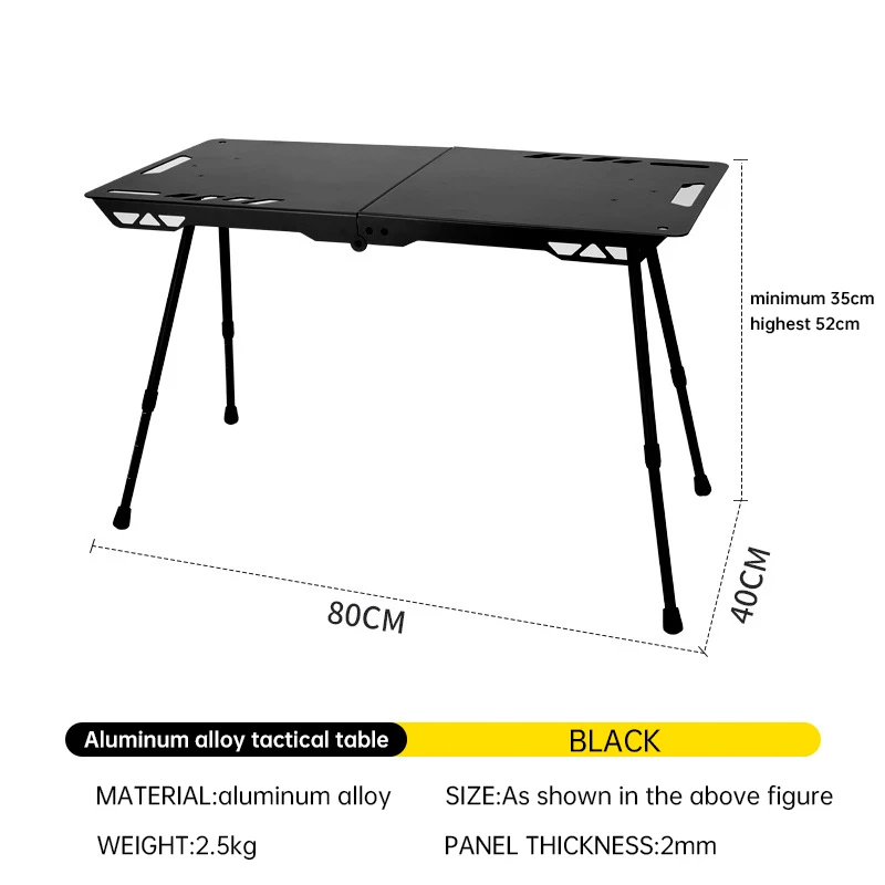 Cross-Border Outdoor Portable Foldable Tactical Table Lightweight Aluminum Alloy Camping BBQ Table Panel Wood Style