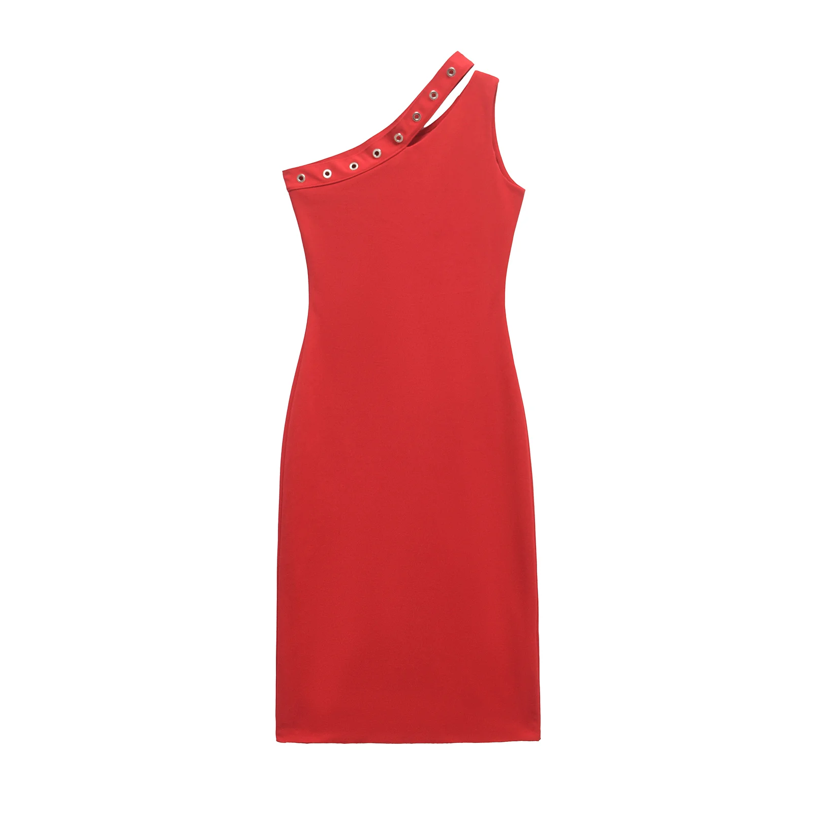 Damen-Kleider mit Metalldekoration, neu, asymmetrisch, ärmellos, lang, Sommer-Partykleider, Damen, elegante Damenkleider 5584154