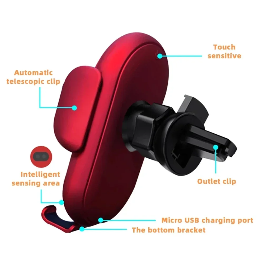 Cargador inalámbrico rápido Qi para coche, soporte de teléfono inteligente con Sensor infrarrojo, montaje de ventilación de aire, sujeción