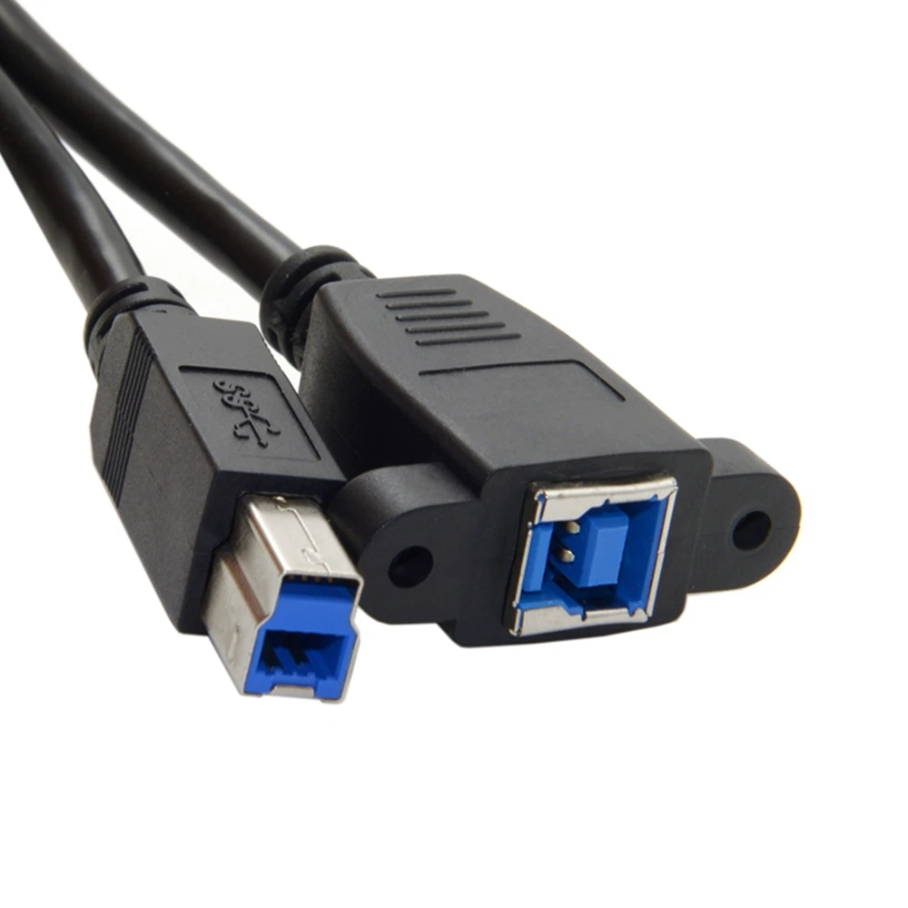 USB 3.0 B male To female Extension Cable with Panel Mount black color 0.5m