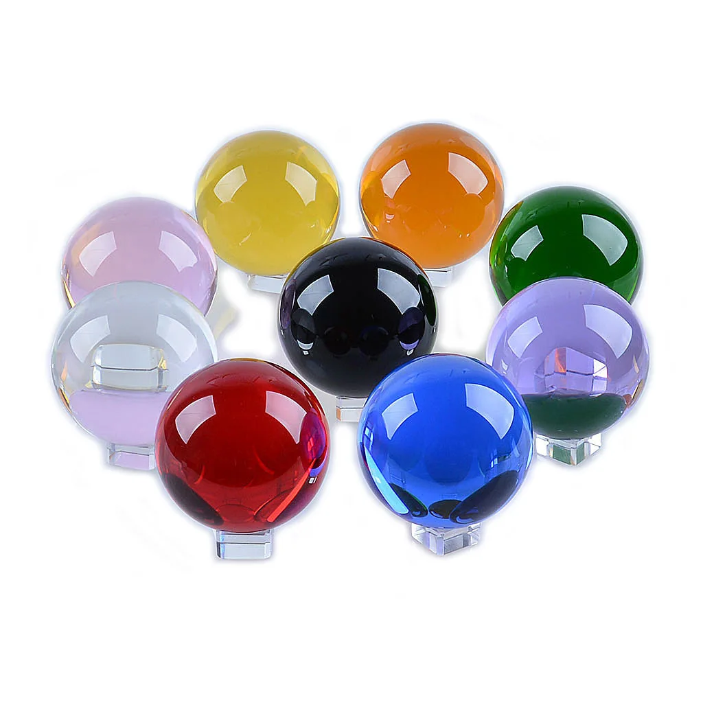 K9 Crystal Ball 40mm Colorful Sphere Desktop Decoration Ornaments Reflection Meditation Balls Decor Figurine Feng Shui Crafts