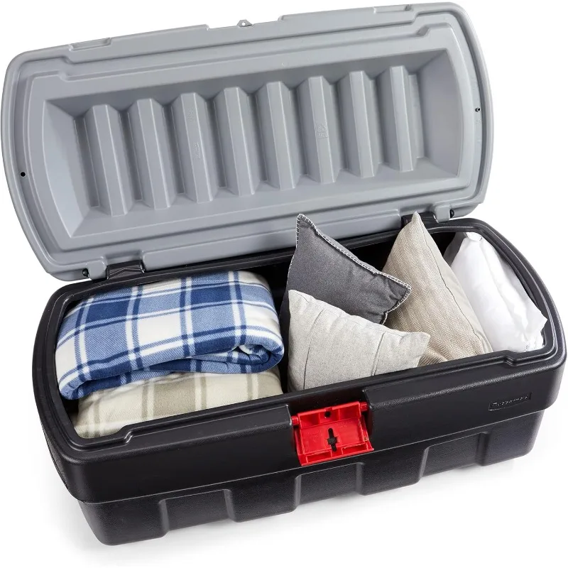 48-Gallonen-Schwarz-Action-Packer mit abschließbarem Riegel für den Innen- und Außenbereich, Aufbewahrungsbox für Zuhause, Garage, Hinterhof, einzeln