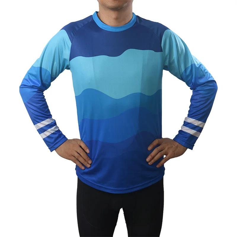 

Mountain Bike Motocros Blue Shirt Wear Long Sleeve Cycling Jersey Road Downhill Top Hiking Cyclist Bib Comfortabl Sport Pullover