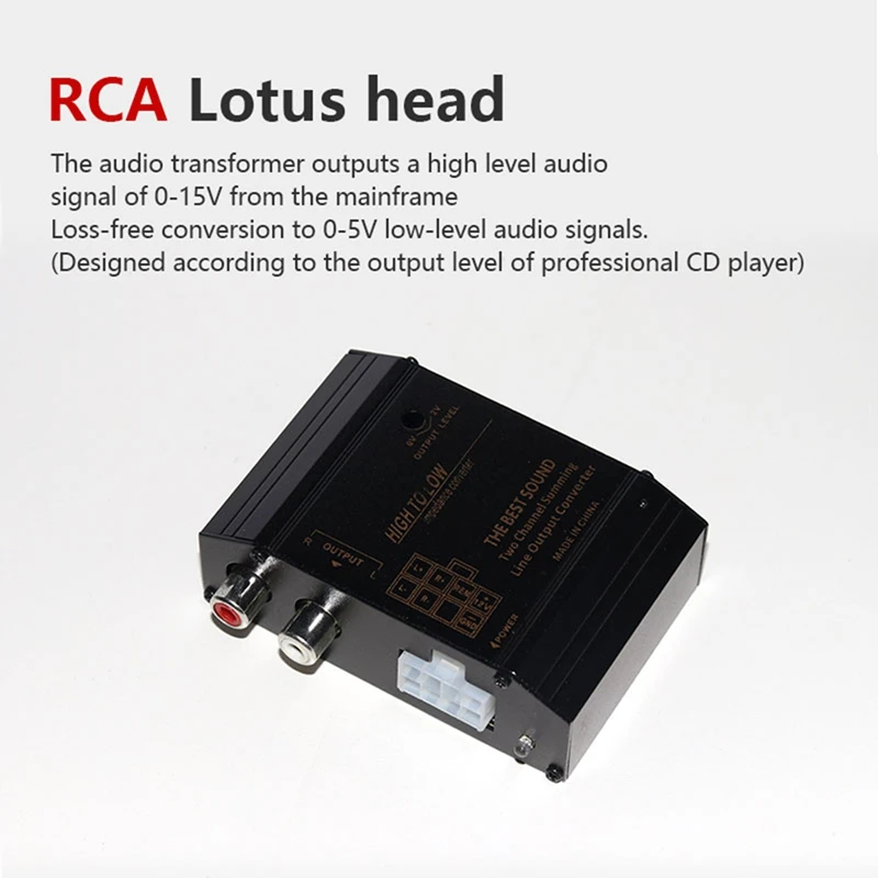 12V Car Audio Speaker High To Low Level Converter Adapter For RCA Port With Anti-Interference Technology